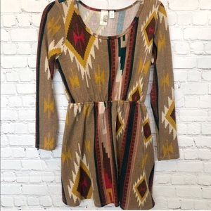 Francesca's / long sleeve tribal print dress